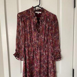 GERARD DAREL 36 Size Small Wine Merlot Silky Floral Midi Dress